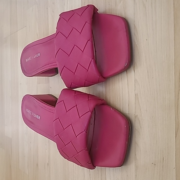 MARC FISHER  Pink Casper Weave Square-Toe Slip-On Block-Heel Sandals Size 11 - Picture 4 of 9